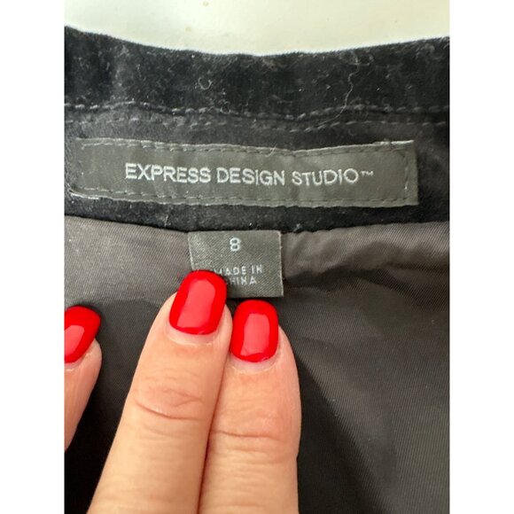 Express Design Studio Womens Black Velvet Blazer Jacket SZ 8 Whimsigoth Holiday - Picture 4 of 12